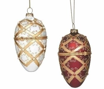 Ornement Oeuf Fabergé coffre trésor 4.25" Ass.2