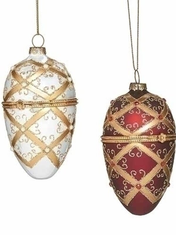 Ornement Oeuf Fabergé coffre trésor 4.25" Ass.2