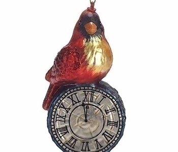 Ornement Cardinal sur horloge en verre 5.5"