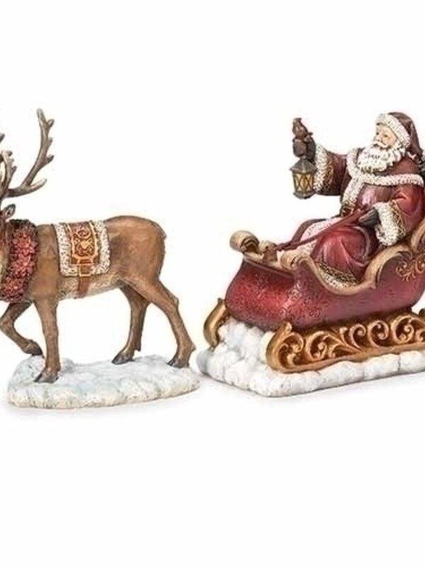 Père Noël en traineau avec cerf 8" ens.2