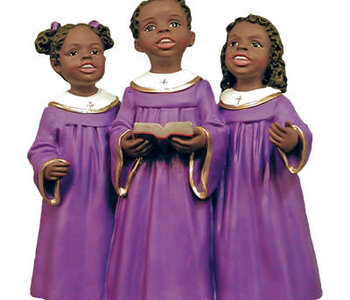 3 Black Children's Choir, Purple Gown, Church Figurine 16060