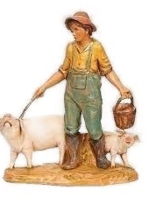 Jedediah Boy with Pigs 5" Fontanini Nativity 54115
