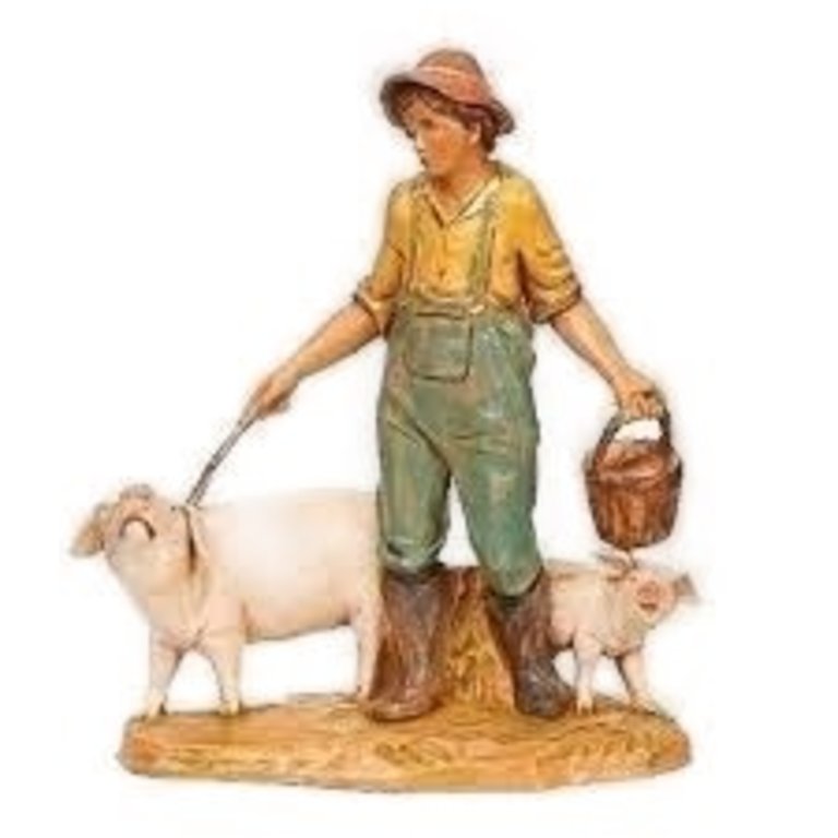 Jedediah - Boy with Pigs 5" Fontanini Nativity 54115