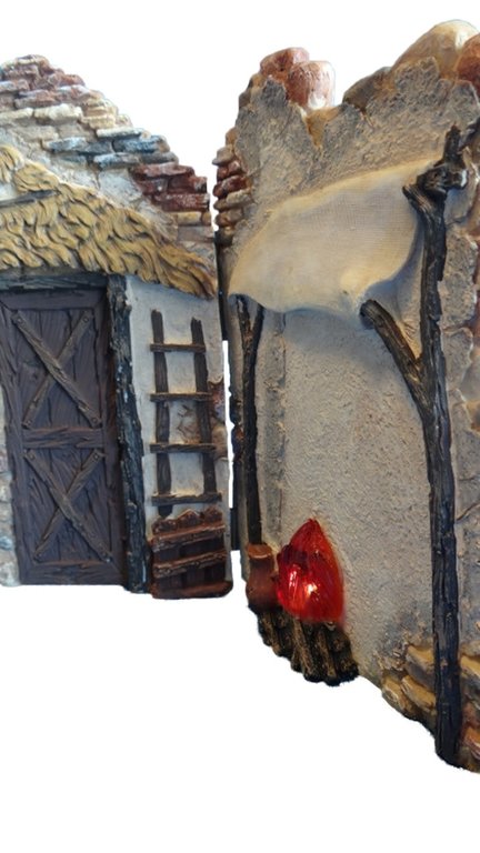 Nativity background, Resin, Fontanini with LED lighting fire. 8" High