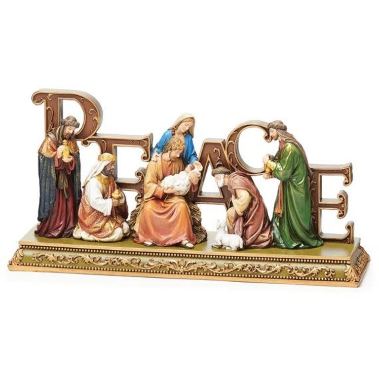 Table Gold Nativity ''Peace'' 6"H