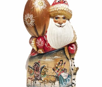 Russian Hand Carved Santa and painted, Solid wood approx 9''H