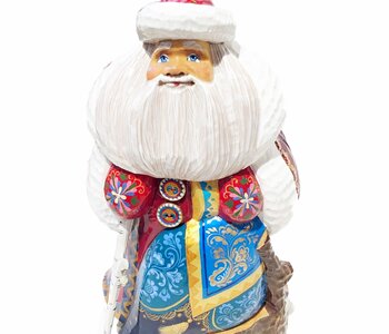 Père Noël russe, collection d'art sculpté et peint à la main environ 10"H