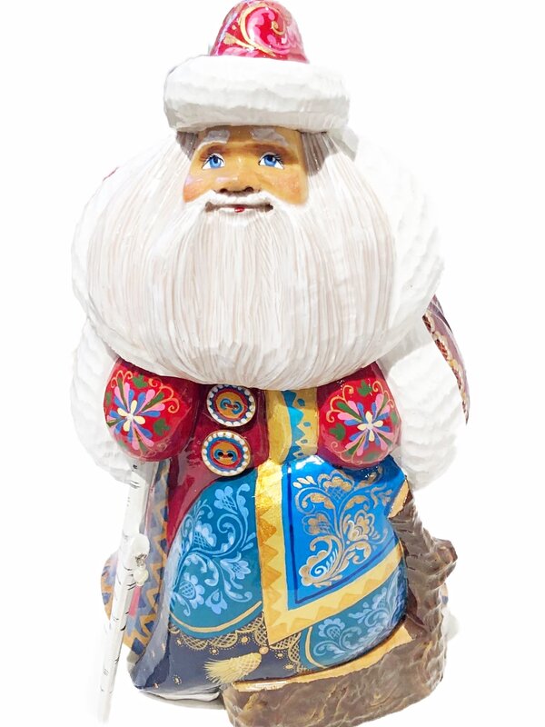 Russian Santa, Hand Carved  and Painted Art collection approx 10"H
