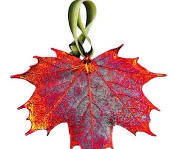 Iridescent Copper Maple Leaf Ornament