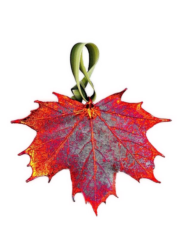 Iridescent Copper Maple Leaf Ornament