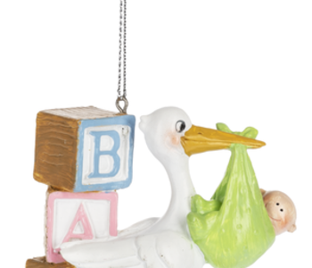 Ornement Cigogne avec bébé