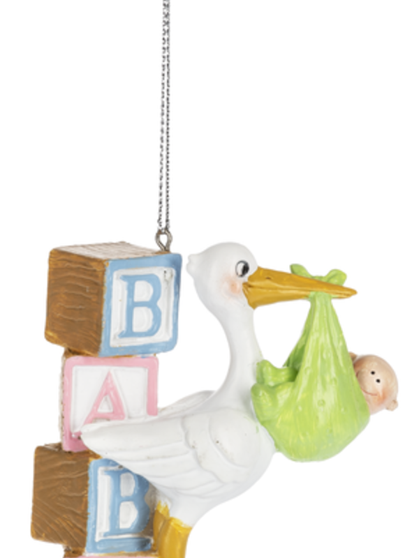 Ornement Cigogne avec bébé
