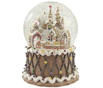 Snow Globe Musical Whirlwind City of Gingerbread 6.75 "H 134366