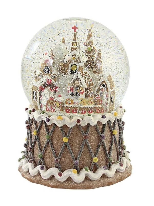 Snow Globe Musical Whirlwind City of Gingerbread 6.75 "H 134366