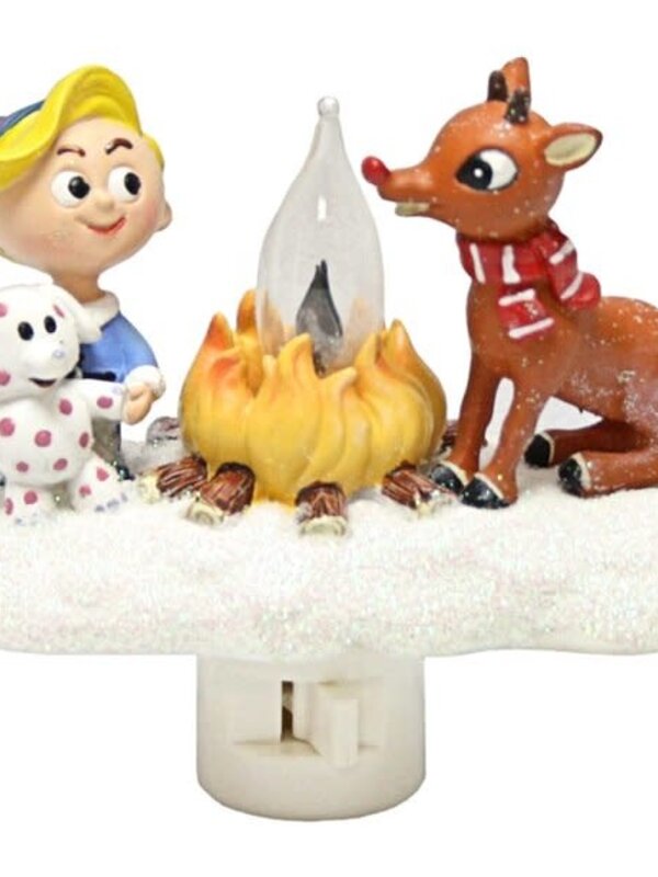 Rudolph Campfire Flicker Bulb Nightlight 4.5"