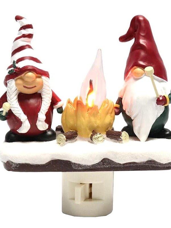 Veilleuse Couple Gnome Feu de Camp Flicker 5.25"