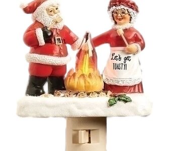 Veilleuse Mère et Père Noël Feu de Camp Flicker 5.25"