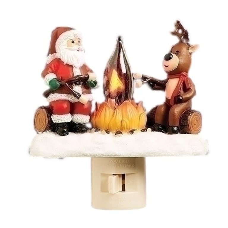 Santa and Reindeer Campfire Nightlight 4.25'