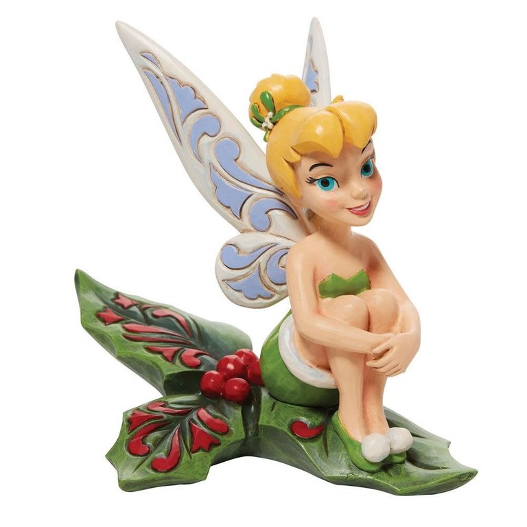 Tinkerbell sitting on holly - Disney Traditions