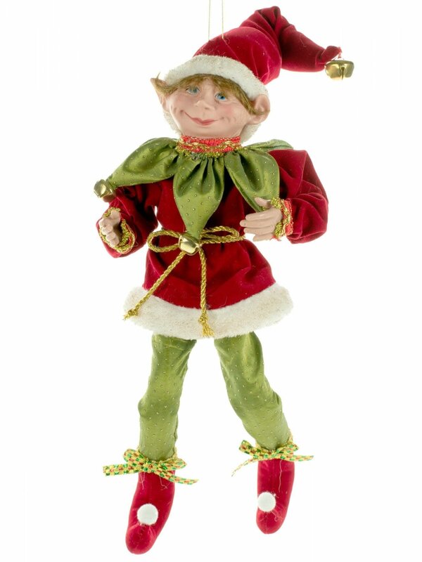 Lutin Bouffon Rouge et Vert 16"