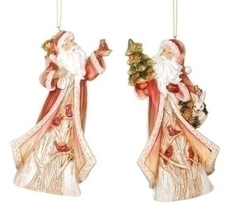Ornement Père Noël et Cardinal 5"