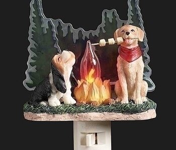 Veilleuse Chiens Feu de Camp Flicker