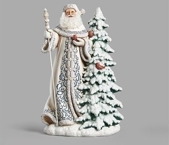 Père Noël Cape Blanc et Bleu avec Sapin 19.2"