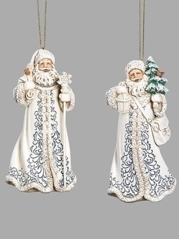 Ornement Père Noël Blanc et Bleu Ass.2 4.25"