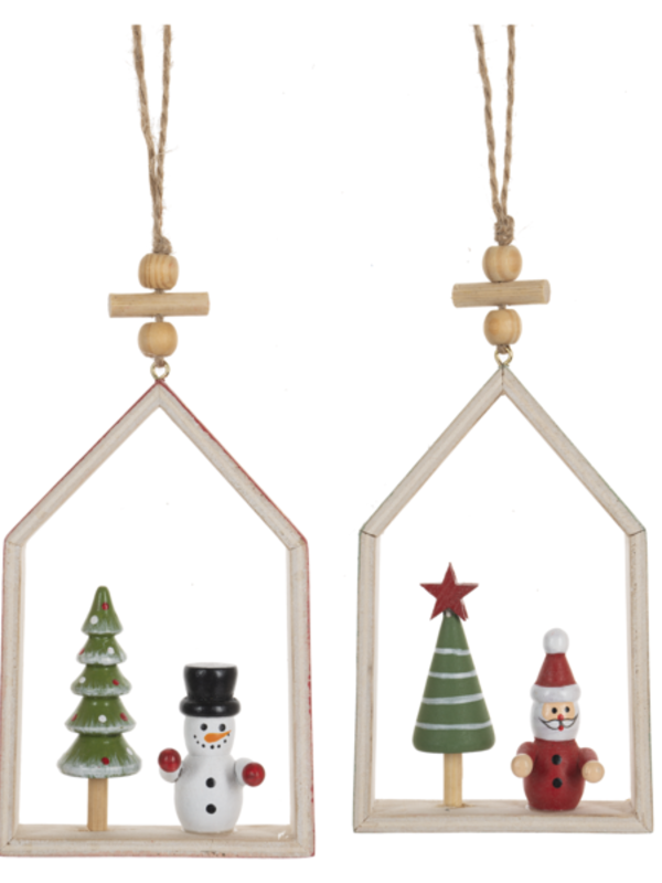 Ornement Maison Bonhomme/Père Noël Bois Ass.2