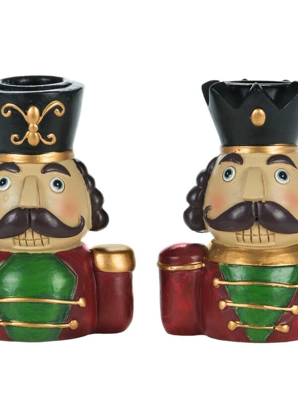 Christmas Traditions Bougeoir Soldat Rouge et Vert 4"