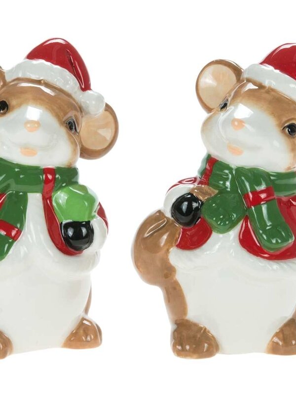 Christmas Traditions S&P Souris Père Noël 4" Ens. 2