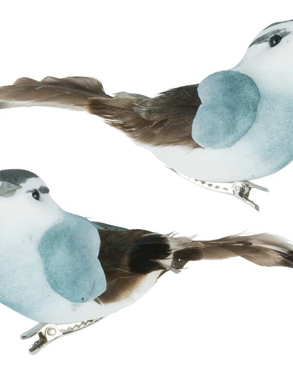 Christmas Traditions Oiseau gris sur pince 4.5" Ass.2