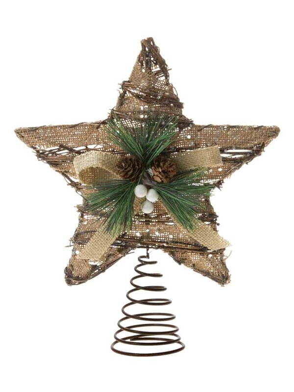 Christmas Traditions 12" STAR TREE TOPPER W/SPRIG