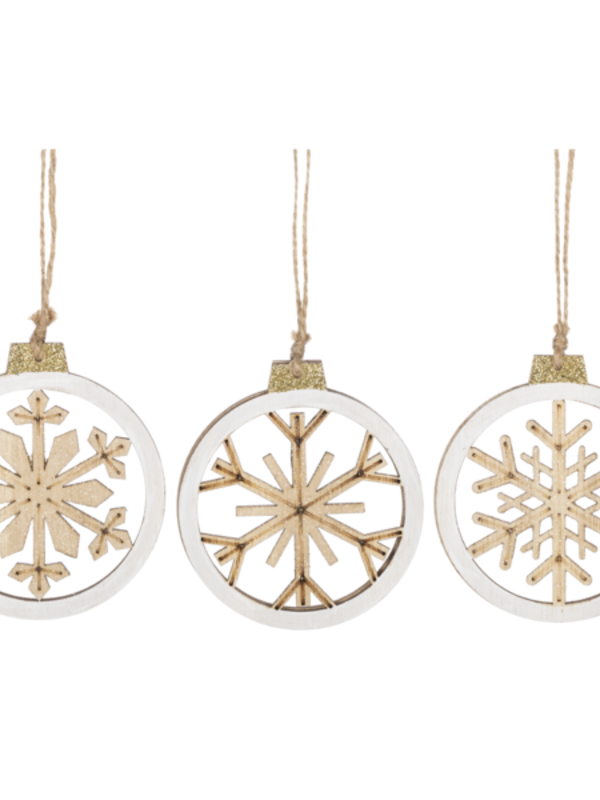 Orn. Flocon Bois Ass.3 3.5"