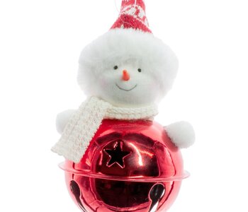 Ornement Bonhomme de Neige Rouge Grelot