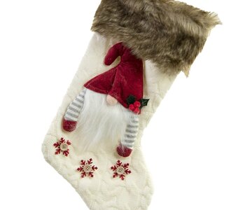 Bas de Noël Blanc Gnome