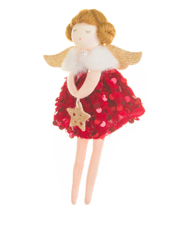 Starlight Collection Orn. Ange Rouge/or velour 7"