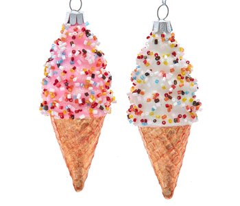 4.25"GLASS ICE CREAM ORN 2/ASSTD