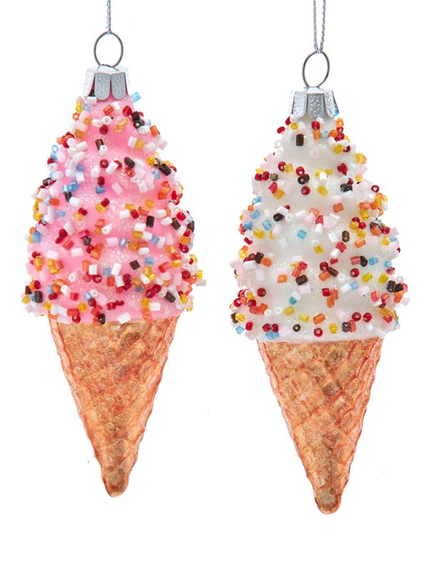 4.25"GLASS ICE CREAM ORN 2/ASSTD