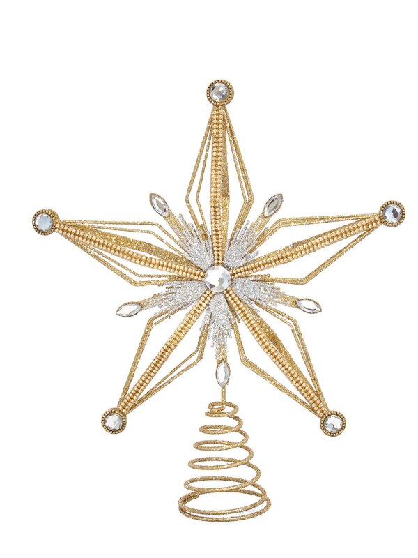 12.5"METAL GOLD/SILVER STAR TREETOP