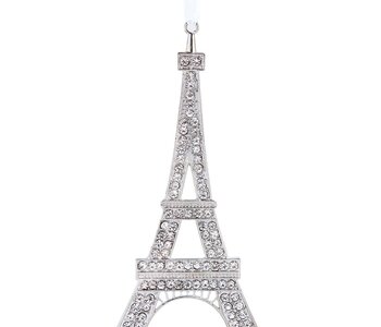 6"MET EIFFEL TOWER SILV/CLR GEM ORN