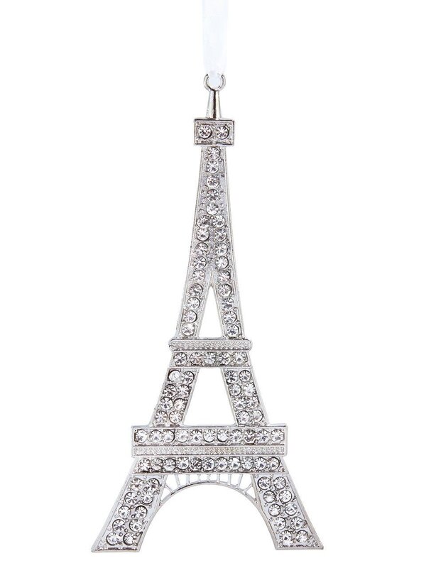 6"MET EIFFEL TOWER SILV/CLR GEM ORN