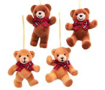 3.74"BROWN/TAN BEARS W/PLAID BOW 4A