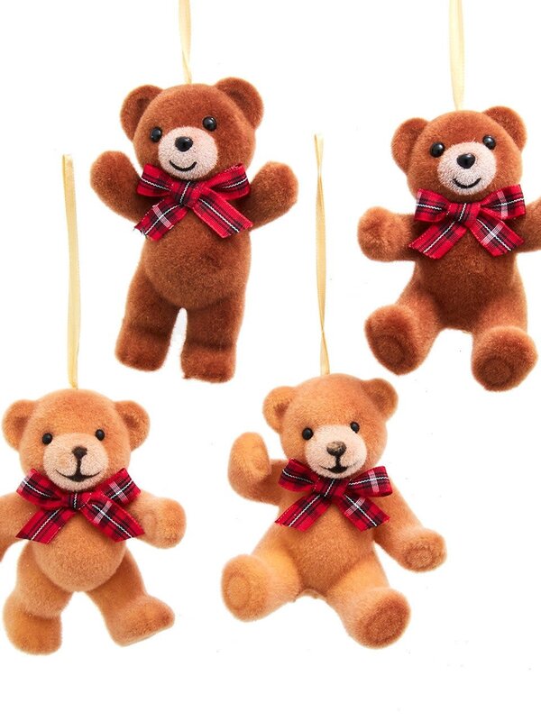 3.74"BROWN/TAN BEARS W/PLAID BOW 4A