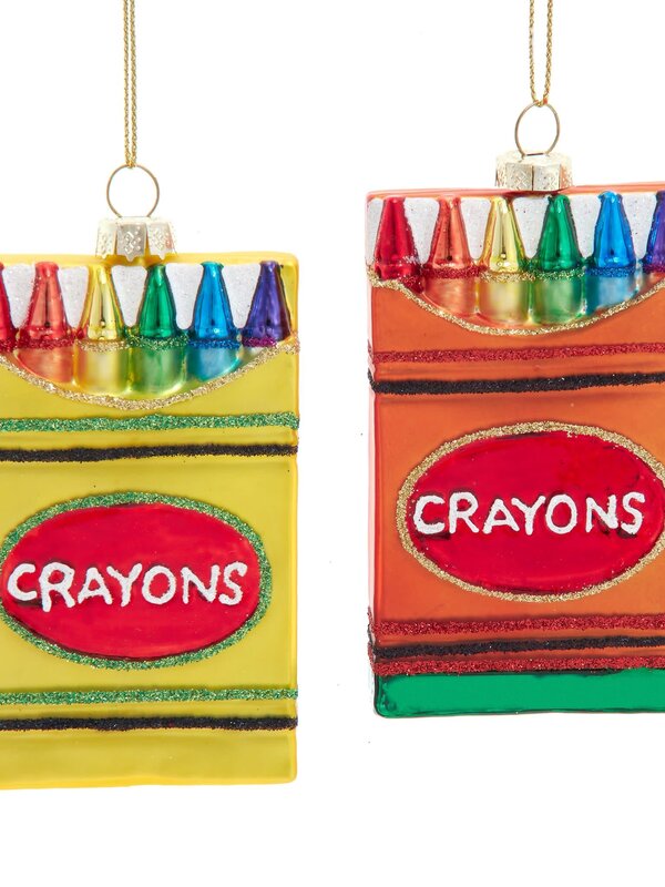 4"GLASS CRAYON BOX ORN 2/ASSTD
