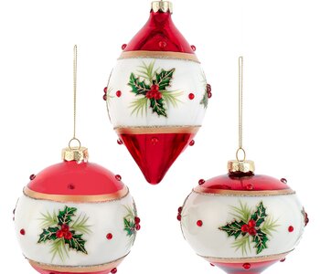 4"R//W W/HOLLY BALL/FINIAL/ONION 3A