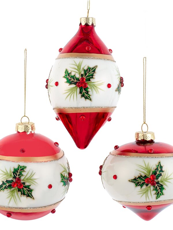4"R//W W/HOLLY BALL/FINIAL/ONION 3A