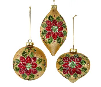 4"GLASS GOLD BALL/DROP/ONION ORN 3A