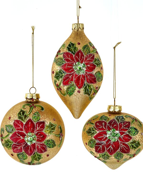 4"GLASS GOLD BALL/DROP/ONION ORN 3A