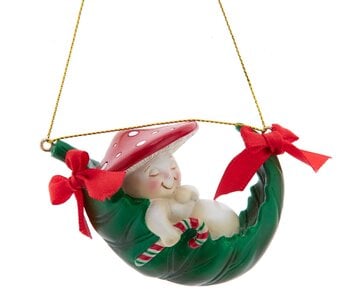 3.3"MLM GUY ON LEAF HAMMOCK ORN